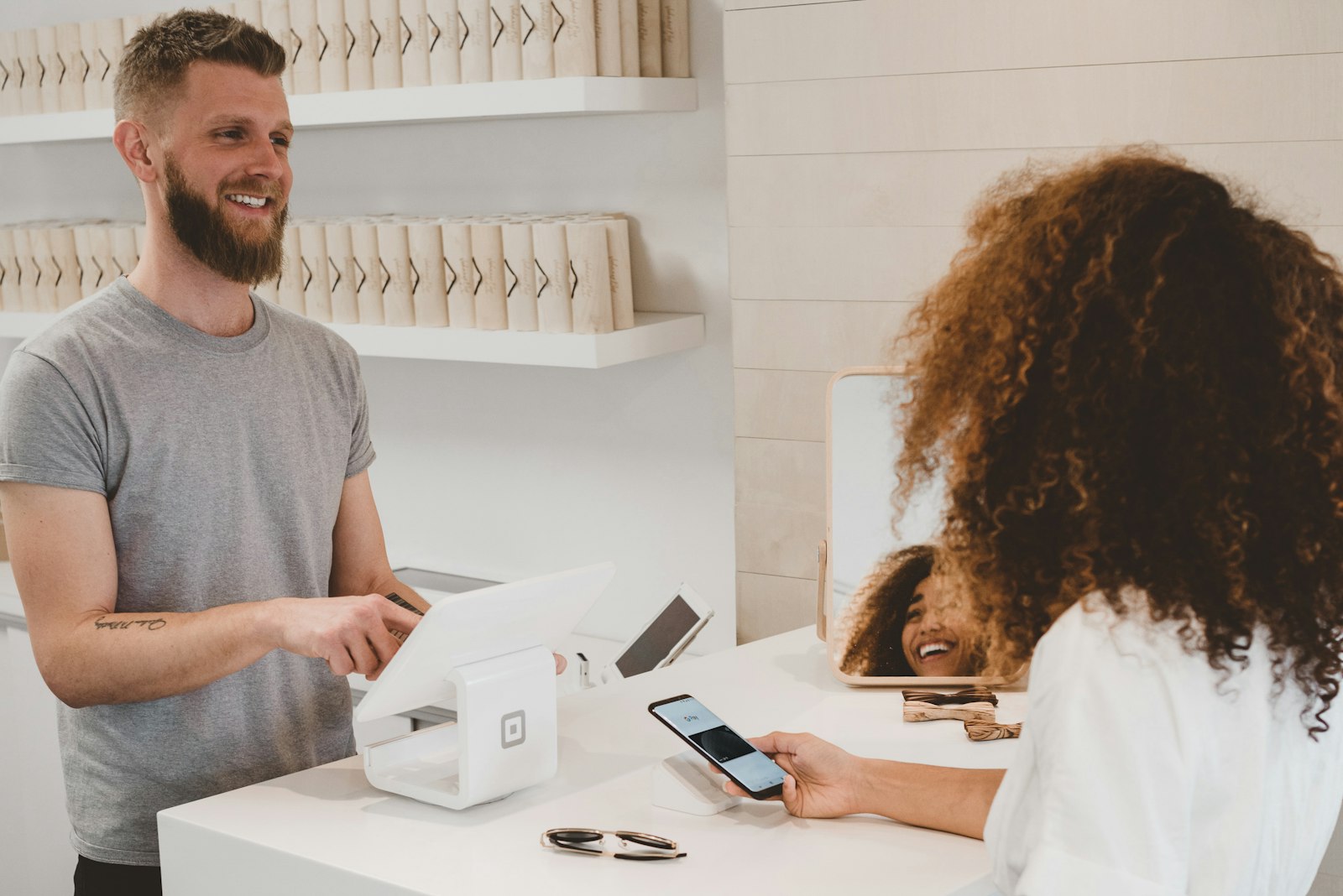 Customer paying from a smartphone